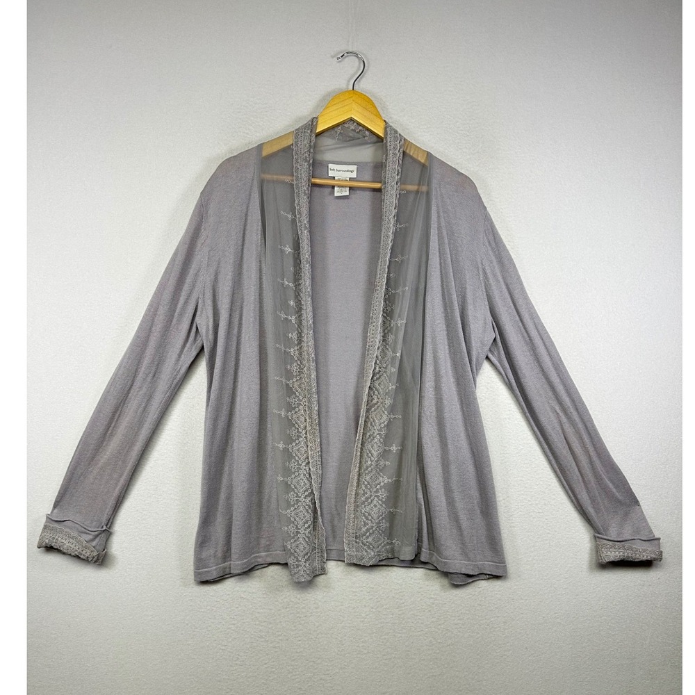 Romantic Soft Surroundings Womens Large Purple Silk Blend Embroidered Cardigan
